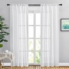 image:imageNICETOWN White Sheer Bathroom Curtains 48 inches Long Rod Pocket amp Back Tab Semi Sheer Faux Linen Privacy Window Treatments Light Filtering Drapes for Kitchen W29 x L48 2 PanelsWhite