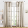 image:imageNICETOWN White Sheer Bathroom Curtains 48 inches Long Rod Pocket amp Back Tab Semi Sheer Faux Linen Privacy Window Treatments Light Filtering Drapes for Kitchen W29 x L48 2 PanelsTaupe