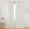 image:imageNICETOWN White Sheer Bathroom Curtains 48 inches Long Rod Pocket amp Back Tab Semi Sheer Faux Linen Privacy Window Treatments Light Filtering Drapes for Kitchen W29 x L48 2 PanelsLinen