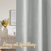 image:imageNICETOWN White Sheer Bathroom Curtains 48 inches Long Rod Pocket amp Back Tab Semi Sheer Faux Linen Privacy Window Treatments Light Filtering Drapes for Kitchen W29 x L48 2 PanelsLinen Light Gray
