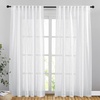 image:imageNICETOWN White Sheer Bathroom Curtains 48 inches Long Rod Pocket amp Back Tab Semi Sheer Faux Linen Privacy Window Treatments Light Filtering Drapes for Kitchen W29 x L48 2 PanelsWhite