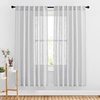 image:imageNICETOWN White Sheer Bathroom Curtains 48 inches Long Rod Pocket amp Back Tab Semi Sheer Faux Linen Privacy Window Treatments Light Filtering Drapes for Kitchen W29 x L48 2 PanelsSilver Grey