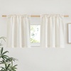image:imageNICETOWN White Sheer Bathroom Curtains 48 inches Long Rod Pocket amp Back Tab Semi Sheer Faux Linen Privacy Window Treatments Light Filtering Drapes for Kitchen W29 x L48 2 PanelsLinen
