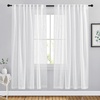 image:imageNICETOWN White Sheer Bathroom Curtains 48 inches Long Rod Pocket amp Back Tab Semi Sheer Faux Linen Privacy Window Treatments Light Filtering Drapes for Kitchen W29 x L48 2 PanelsWhite