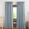 image:imageNICETOWN White Sheer Bathroom Curtains 48 inches Long Rod Pocket amp Back Tab Semi Sheer Faux Linen Privacy Window Treatments Light Filtering Drapes for Kitchen W29 x L48 2 PanelsLinen Mist Blue