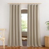 image:imageNICETOWN White Sheer Bathroom Curtains 48 inches Long Rod Pocket amp Back Tab Semi Sheer Faux Linen Privacy Window Treatments Light Filtering Drapes for Kitchen W29 x L48 2 PanelsLinen Taupe