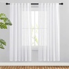 image:imageNICETOWN White Sheer Bathroom Curtains 48 inches Long Rod Pocket amp Back Tab Semi Sheer Faux Linen Privacy Window Treatments Light Filtering Drapes for Kitchen W29 x L48 2 PanelsWhite