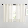 image:imageNICETOWN White Sheer Bathroom Curtains 48 inches Long Rod Pocket amp Back Tab Semi Sheer Faux Linen Privacy Window Treatments Light Filtering Drapes for Kitchen W29 x L48 2 PanelsNatural