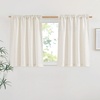 image:imageNICETOWN White Sheer Bathroom Curtains 48 inches Long Rod Pocket amp Back Tab Semi Sheer Faux Linen Privacy Window Treatments Light Filtering Drapes for Kitchen W29 x L48 2 PanelsLinen