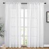 image:imageNICETOWN White Sheer Bathroom Curtains 48 inches Long Rod Pocket amp Back Tab Semi Sheer Faux Linen Privacy Window Treatments Light Filtering Drapes for Kitchen W29 x L48 2 PanelsWhite