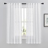 image:imageNICETOWN White Sheer Bathroom Curtains 48 inches Long Rod Pocket amp Back Tab Semi Sheer Faux Linen Privacy Window Treatments Light Filtering Drapes for Kitchen W29 x L48 2 PanelsWhite