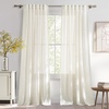 image:imageNICETOWN White Sheer Bathroom Curtains 48 inches Long Rod Pocket amp Back Tab Semi Sheer Faux Linen Privacy Window Treatments Light Filtering Drapes for Kitchen W29 x L48 2 PanelsLinen