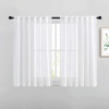 image:imageNICETOWN White Sheer Bathroom Curtains 48 inches Long Rod Pocket amp Back Tab Semi Sheer Faux Linen Privacy Window Treatments Light Filtering Drapes for Kitchen W29 x L48 2 PanelsWhite
