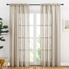 image:imageNICETOWN White Sheer Bathroom Curtains 48 inches Long Rod Pocket amp Back Tab Semi Sheer Faux Linen Privacy Window Treatments Light Filtering Drapes for Kitchen W29 x L48 2 PanelsTaupe
