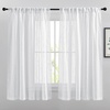 image:imageNICETOWN White Sheer Bathroom Curtains 48 inches Long Rod Pocket amp Back Tab Semi Sheer Faux Linen Privacy Window Treatments Light Filtering Drapes for Kitchen W29 x L48 2 PanelsWhite