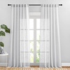 image:imageNICETOWN White Sheer Bathroom Curtains 48 inches Long Rod Pocket amp Back Tab Semi Sheer Faux Linen Privacy Window Treatments Light Filtering Drapes for Kitchen W29 x L48 2 PanelsSilver Grey
