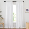 image:imageNICETOWN White Sheer Bathroom Curtains 48 inches Long Rod Pocket amp Back Tab Semi Sheer Faux Linen Privacy Window Treatments Light Filtering Drapes for Kitchen W29 x L48 2 PanelsWhite