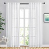 image:imageNICETOWN White Sheer Bathroom Curtains 48 inches Long Rod Pocket amp Back Tab Semi Sheer Faux Linen Privacy Window Treatments Light Filtering Drapes for Kitchen W29 x L48 2 PanelsWhite