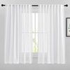 image:imageNICETOWN White Sheer Bathroom Curtains 48 inches Long Rod Pocket amp Back Tab Semi Sheer Faux Linen Privacy Window Treatments Light Filtering Drapes for Kitchen W29 x L48 2 PanelsWhite