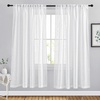 image:imageNICETOWN White Sheer Bathroom Curtains 48 inches Long Rod Pocket amp Back Tab Semi Sheer Faux Linen Privacy Window Treatments Light Filtering Drapes for Kitchen W29 x L48 2 PanelsWhite