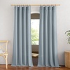 image:imageNICETOWN White Sheer Bathroom Curtains 48 inches Long Rod Pocket amp Back Tab Semi Sheer Faux Linen Privacy Window Treatments Light Filtering Drapes for Kitchen W29 x L48 2 PanelsLinen Mist Blue