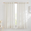 image:imageNICETOWN White Sheer Bathroom Curtains 48 inches Long Rod Pocket amp Back Tab Semi Sheer Faux Linen Privacy Window Treatments Light Filtering Drapes for Kitchen W29 x L48 2 PanelsLinen