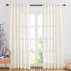 image:imageNICETOWN White Sheer Bathroom Curtains 48 inches Long Rod Pocket amp Back Tab Semi Sheer Faux Linen Privacy Window Treatments Light Filtering Drapes for Kitchen W29 x L48 2 PanelsNatural