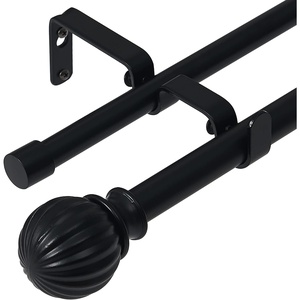 image:imageNICETOWN Adjustable Curtain Rods 2Pack 2848 Inch Matte Black Copper Rods with Decorative Finials for Windows Heavy Duty Short Window Drapery Poles for Indoor Outdoor Patio BedroomMatte Black