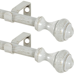 image:imageNICETOWN Adjustable Curtain Rods 2Pack 2848 Inch Matte Black Copper Rods with Decorative Finials for Windows Heavy Duty Short Window Drapery Poles for Indoor Outdoor Patio BedroomAntique White