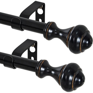 image:imageNICETOWN Adjustable Curtain Rods 2Pack 2848 Inch Matte Black Copper Rods with Decorative Finials for Windows Heavy Duty Short Window Drapery Poles for Indoor Outdoor Patio BedroomMatte Black Copper