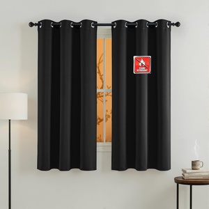 image:imageNICETOWN Flame Resistant Black Curtains 108 inch Long 2 Panels for Library and Theater Extra Long Blackout Privacy Protection Heavy Duty Window Treatment for College NFPA 701 W52 x L108Black
