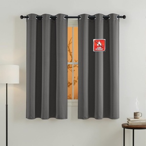 image:imageNICETOWN Flame Resistant Black Curtains 108 inch Long 2 Panels for Library and Theater Extra Long Blackout Privacy Protection Heavy Duty Window Treatment for College NFPA 701 W52 x L108Grey
