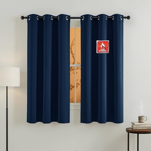 image:imageNICETOWN Flame Resistant Black Curtains 108 inch Long 2 Panels for Library and Theater Extra Long Blackout Privacy Protection Heavy Duty Window Treatment for College NFPA 701 W52 x L108Navy Blue