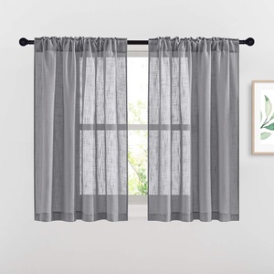 image:imageNICETOWN White Sheer Bathroom Curtains 48 inches Long Rod Pocket amp Back Tab Semi Sheer Faux Linen Privacy Window Treatments Light Filtering Drapes for Kitchen W29 x L48 2 PanelsGrey