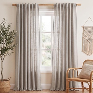 image:imageNICETOWN White Sheer Bathroom Curtains 48 inches Long Rod Pocket amp Back Tab Semi Sheer Faux Linen Privacy Window Treatments Light Filtering Drapes for Kitchen W29 x L48 2 PanelsBirch