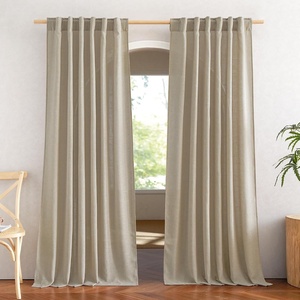 image:imageNICETOWN White Sheer Bathroom Curtains 48 inches Long Rod Pocket amp Back Tab Semi Sheer Faux Linen Privacy Window Treatments Light Filtering Drapes for Kitchen W29 x L48 2 PanelsLinen Taupe